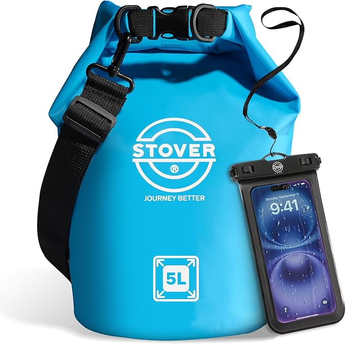 STOVER 5/10/25/30/40/55L Waterproof Dry Bag- Roll-Top Backpack w/Phone Case- Kayaking, Hiking, Camping, Boating- Men/Women