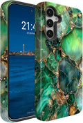 Compatible for Samsung Galaxy A16 5G Case, Dual Layer Heavy Duty 2 in 1 Shockproof Protective Phone Case,Green Onyx with Gold Veins Print
