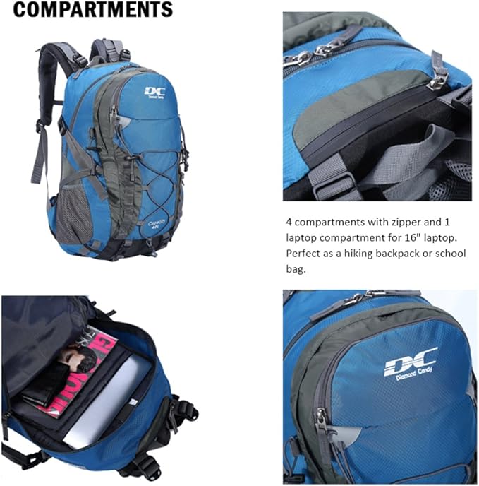 Diamond Candy Waterproof Hiking Backpack for Men and Women, Lightweight Day Pack for Travel Camping | Waterproof, Lightweight, for Travel Camping