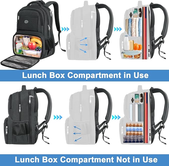 MATEIN 18 Inch Backpack for Men, Extra Large Work Backpack with Lunch Compartment, Water Resistant Insulated Cooler Computer Bag, Sturdy Padded Carry On Laptop Daypack for College Travel