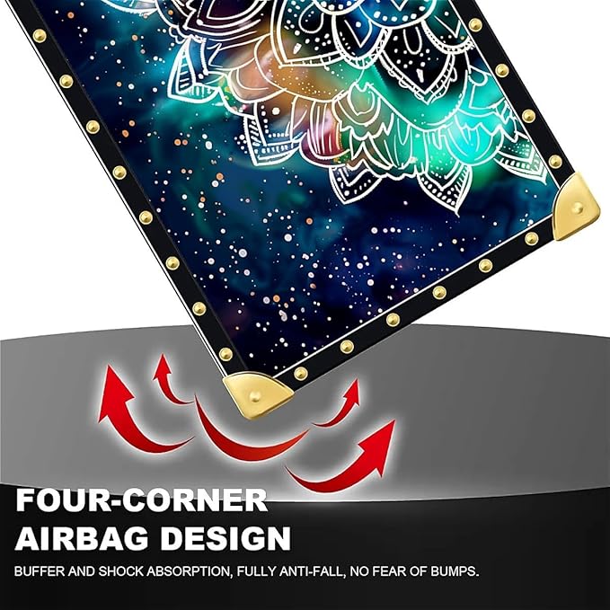Compatible with iPhone 16 Case, Starry Sky Colourful Mandala Luxury Golden Decoration for Girl Women Soft TPU Shockproof Protective Hard PC Back