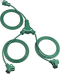DEWENWILS Outdoor Extension Cord 1 to 3 Splitter, 19FT Total Length, 4 Grounded Outlets, Waterproof 16AWG SJTW Power Cord for Light, Holiday Decoration, 13A/125/1625W, Green, ETL Listed