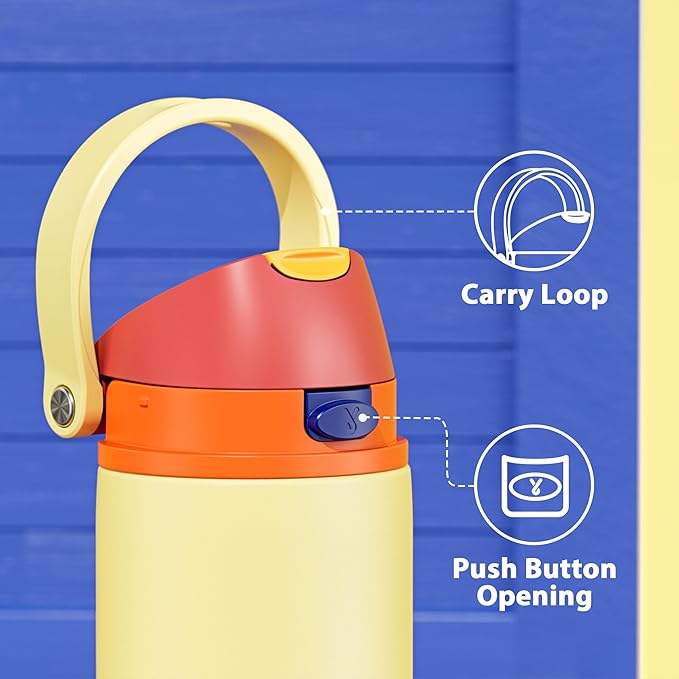 24 oz Insulated Water Bottle with Straw: Meoky Stainless Steel Metal Water Bottle with Straw Lid - Leak Proof, Cold for 24 Hours, Fits in Car Cup Holder, BPA-Free for Travel Sports Gym, Misty Horizons