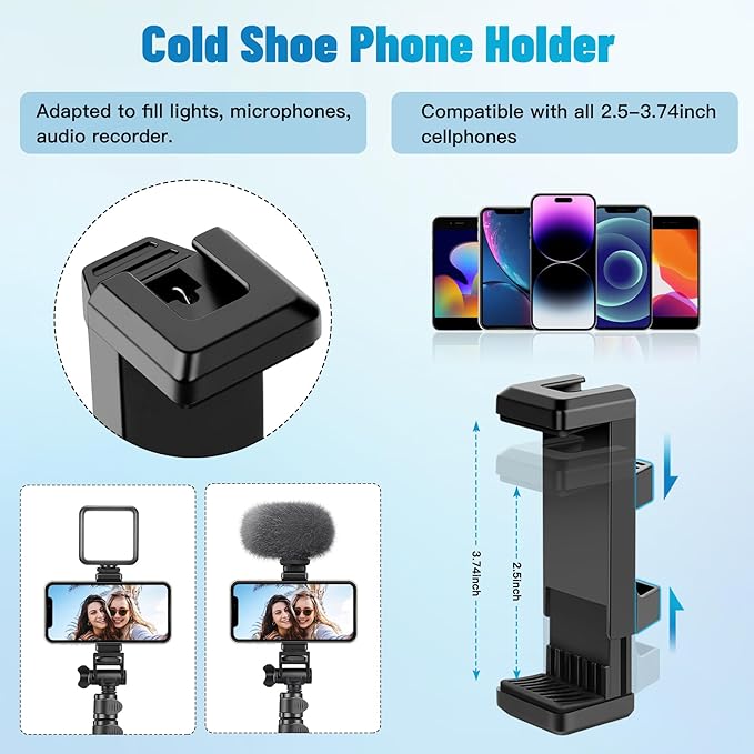 Victiv Phone Tripod, 70" Tripod for iPhone with Remote and Phone Holder, Sturdy & Stable, Adjustable Camera Stand & Selfie Stick Mode, Perfect for Selfies/Recording/Vlogging/Live Streaming