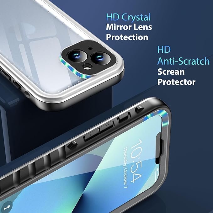 SPORTLINK for iPhone 13 Mini Waterproof Case - Full Body Shockproof Dustproof Phone Screen Protector Rugged Waterproof Case for iPhone 13 Mini 5.4 Inches Frosted Clear