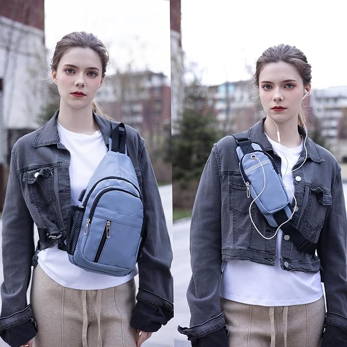 JENAGREEN Sling Backpack Crossbody Sling Bag for Women Men, Multipurpose Travel Hiking Adjustable Chest Bag Casual Daypack