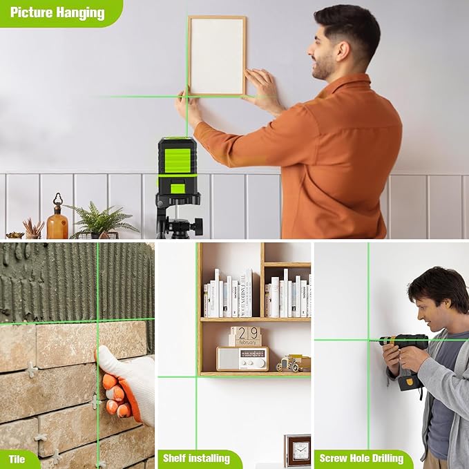 Laser Level with Tripod, 100 feet Green Cross Line Self Rotary Leveling Laser Level, Vertical and Horizontal Line, Rotatable 360 Degree, Manual Self leveling and Pulse Mode,IP54 Waterproof & Battery