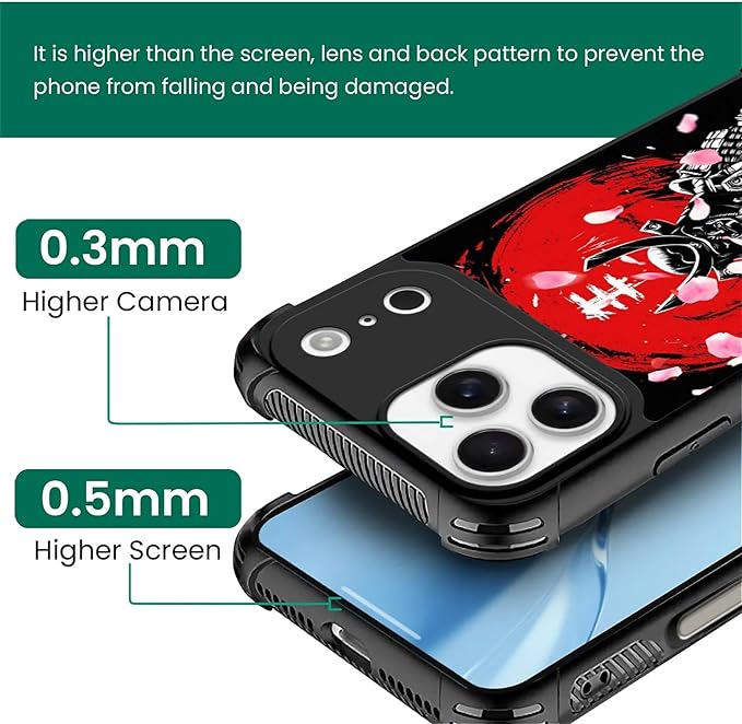 for iPhone 17 Pro Max Case,for MagSafe Graphic Design for Girl Boy Soft Silicone Hard Acrylic Shock Protection Designed for iPhone 17 Pro Max Sakura Japanese Samurai Pattern