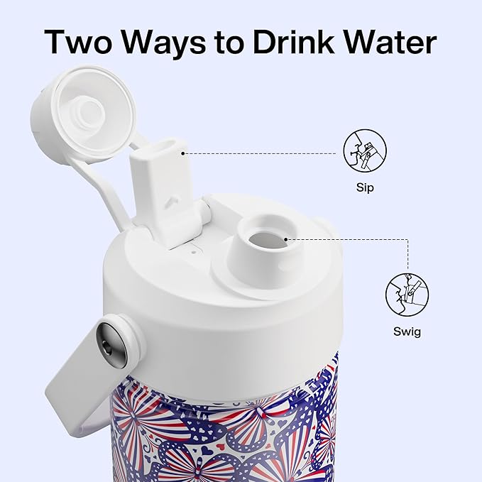 ENCOOL Insulated Water Bottle with Straw Stainless Steel Water Bottle, Leak-Proof, BPA-Free, Double Wall Vacuum Keeps Cold for 24 Hours for Sports, Travel, School (26 oz, Firework Butterfly)