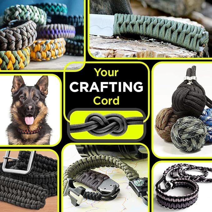 TECEUM 5/32" Paracord Rope 1000 – 1000ft / 200ft / 100ft / 50ft – Tactical Parachute Cord 4mm – 45+ Colors – Nylon String for Survival & Camping Gear – Stripe Cord for Survival – Utility Rope