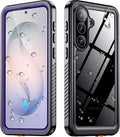 SPIDERCASE Designed for Samsung Galaxy S26 Case Waterproof,Built-in Screen & Camera Lens Protector[IP68 Underwater] [Military Grade Shockproof] Full Body Protection Phone Case,Purple/Clear