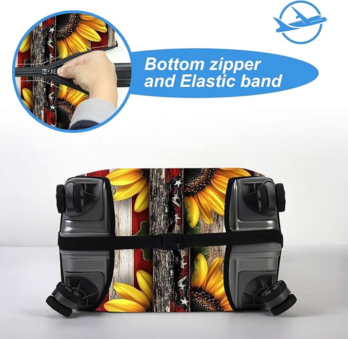 Luggage Cover Protector for 26-28 Inch Suitcases, TSA Approved Elastic Travel Suitcase Covers, Anti-Scratch Washable Luggage Sleeve for Carry On & Checked Bags, Cross American