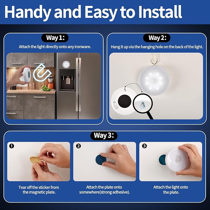 RGB LED Rechargeable Motion Sensor Light Indoor with Remote, Long-Lasting Battery, Bright & Dimmable, Stick-On Puck Night Light for Closet, Cabinet, Kitchen, Stairs, Shelves - Warm & RGB 2Pack