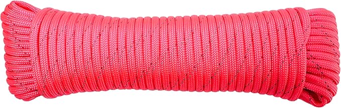 Paracord Rope, Reflective III Parachute Cord 7 Strand Core 550lb, 50ft Pink - High Visibility Abrasion Resistant Easy to Tie, Multi-Purpose Rope for Camping Survival DIY