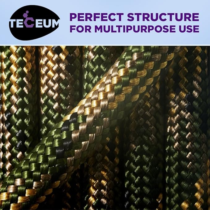 TECEUM Reflective Paracord Rope 1000 – 1000ft/200ft/100ft/50ft – 40+ Colors – Glow in The Dark – para Cord – Utility Rope for Survival, Hunting & Camping Gear – Nylon String, Camping Rope, Tent Cord