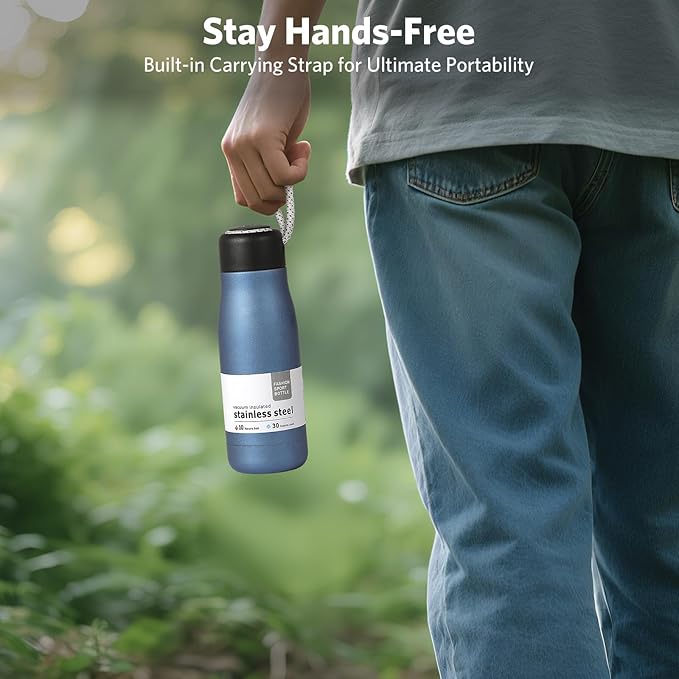 Small Water Bottle 12 oz, Dusgut Insulated Water Bottle,Stainless Steel,Wide Mouth Portable Lid, Air Force Blue