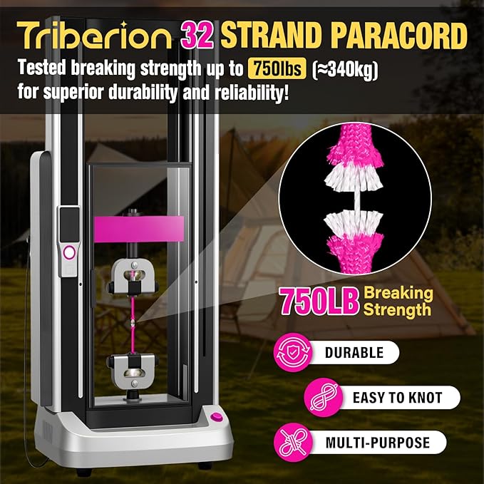 Paracord Rope 750 lb - 200ft 5/32" Parachute Cord 4MM 12-Strand para Cord - Heavy Duty Spool String for Survival,Camping Gear, Survival Bracelet, Clothesline - Rose Pink