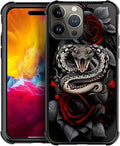 for iPhone 15 Pro Max Case, Entwined Rose Snake Pattern Graphic Design Girl Boy Soft Silicone Hard Acrylic Shock Protection for iPhone 15 Pro Max