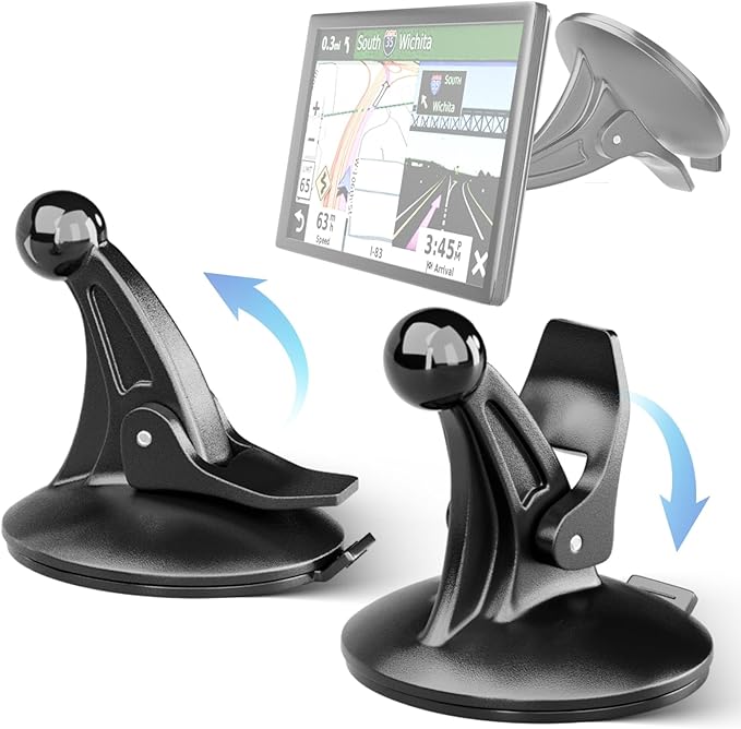 EWAY 2PCS GPS Car Holder Mount for Garmin Nuvi Windshield Dashboard with Strong Suction Cup, 17mm Swivel Ball Mounting Pattern Replacement for Garmin GPS Navigator Navigation Car Dash Mount Cup Holder