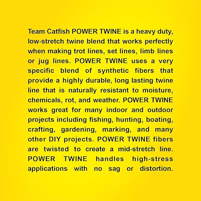 TEAM CATFISH Power Twine – 100% Nylon Bank Line for Fishing, Bushcraft, Gardening, Home Improvement, Craft, Camping, Construction & More (#10 Line) 300 Feet, White