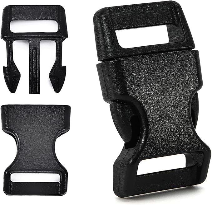 5/8" Black Plastic Side Release Buckle Curved Quick Release for DIY Bracelets, Backpacks, Dog Collars & Tactical Gear
