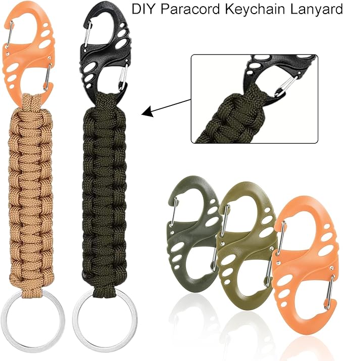 12 Pack 2" Carabiner Clip Plastic S Carabiner Clips Paracord Keychain Hooks for Key Chain Backpacks Bags Zipper Clip Accessories