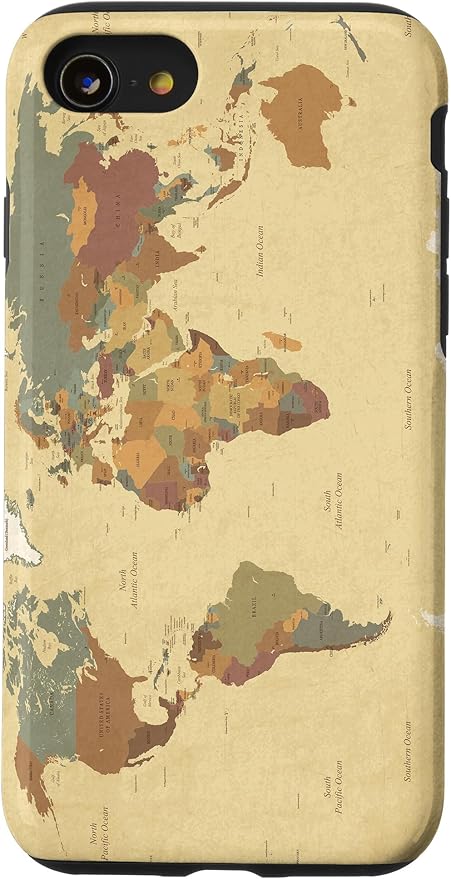 Globe Map Smartphone Cell Cover Gift World Map Pattern Phone Case for iPhone SE (2020) / 7 / 8
