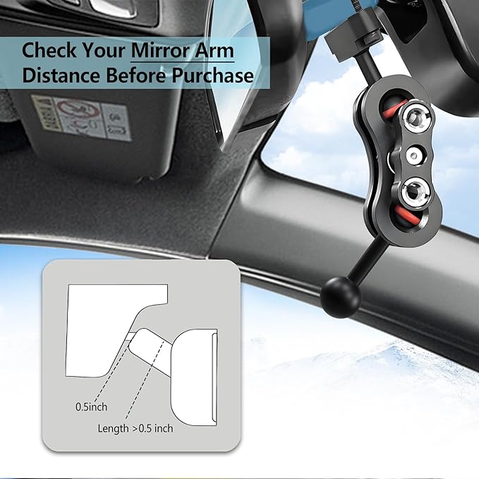 for Garmin GPS Mount,Compatible with Garmin Nuvi, RV, Dezl, Drive, Drivesmart, Driveassist & More,Equipped with 17mm Spherical Aluminum Rearview Mirror GPS Holder