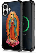 for iPhone 17 Case,for MagSafe Graphic Design for Girl Boy Soft Silicone Hard Acrylic Shock Protection Designed for iPhone 17 Red Virgen Guadalupe Pattern