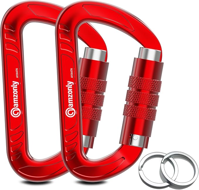3inch Auto Locking Carabiner Clips Heavy Duty, 12KN /2697lbs Lightweight keychain carabiners, Sturdy Twist Lock Caribeeners for Camping Hiking Hammock Swing Backpack, dog leash and Harness etc
