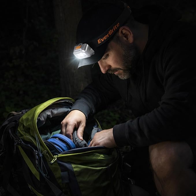 EverBrite LED Headlamp, 4 Lighting Modes, Pivoting Head with Adjustable Headband, IPX4 Water Resistant Perfect for Running, Camping, Hiking, Christmas, and Emergency, 3 AAA Battery Powered(2 Pack)