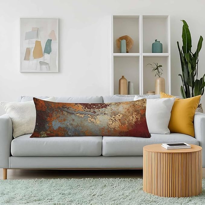 Grunge Rust Decorative Body Pillowcase 20"X54", Metal Rusty Steel Brown Outdoor Body Pillow Covers Throw Pillow Cushion Covers Oversized Body Pillow Cases for Home Patio Office