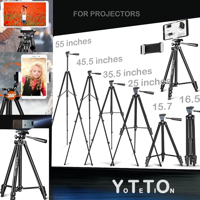 55" Aluminum Phone & Camera Tripod, Extendable Cell Phone Tripod Stand Compatible with iPhone/Android/Action Camera is Perfect for Live Streaming/Video Recording/Selfies