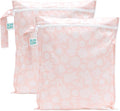 Bumkins - Waterproof Wet Bag - For Baby, Travel, Swim Suit, Cloth Diapers, Pump Parts, Pool, Gym, Toiletry, Strap to Stroller - Reusable & Easy to Clean - 2pk - Pink Lace