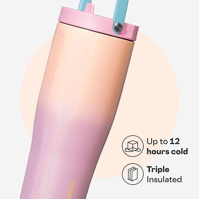 Corkcicle Go Cup XL - Leak-Proof Travel Tumbler - Triple Insulated Stainless Steel Water Bottle - Easy-Carry Handle - Summer Drinkware Gift - Keeps Drinks Ice Cold - 30 oz - Lover