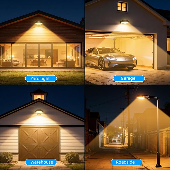 Karjoefar LED Barn Light, Dusk to Dawn Outdoor Lighting with 100W 10000LM 5000K Warm Light, IP65 Waterproof Outdoor Security Flood Lights for Garage Yard Street Warehouse Use 2PCS