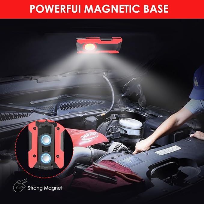 Rechargeable LED Work Light, OTYTY 40W 2000LM Magnetic Work Light Battery Powered Portable Flood Light with Gooseneck Flashlight for Car Repairing, Camping, Inspection
