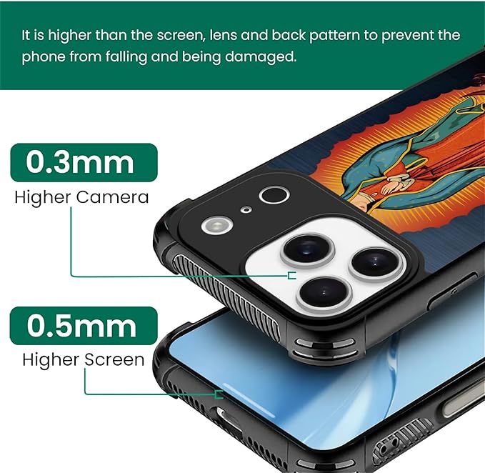 for iPhone 17 Pro Case,for MagSafe Graphic Design for Girl Boy Soft Silicone Hard Acrylic Shock Protection Designed for iPhone 17 Pro Red Virgen Guadalupe Pattern
