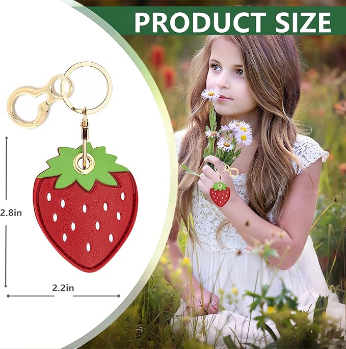 Leather Keychain Holder Case Compatible with AirTag,Cute air tag Cover with Keychain Ring,GPS Tracker Case for Keys