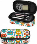 Retro Robots Pencil Case Mecha Deformation Cartoon Game Pencil Bag Pouch Box Organizer for College School Students Boy Girl