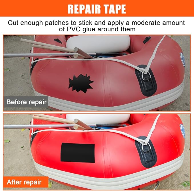 Gejoy Inflatable Boat Repair Kit with Tools, Portable PVC Patch and Repair Tape Set with Valve Wrench, Brush and Glue for Emergency Repairs on Rafts, Kayaks, Canoes, Pools and Inflatable Toys