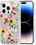 MOSNOVO Case for iPhone 14 Pro, [Buffertech 6.6ft Military-Grade Drop Protection] [Anti Peel Off Tech] Clear TPU Bumper Phone Case Cover Design - Blossom & Bloom