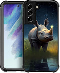 for Samsung Galaxy S21 FE Case, Rhino Water Marshes Pattern Graphic Design Girl Boy Soft Silicone Hard Acrylic Shock Protection for Samsung Galaxy S21 FE