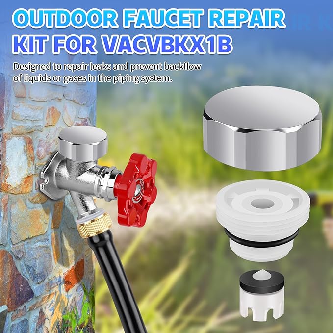Boltigen Outdoor Faucet Repair Kit, Brass Chromed Vacuum Breaker Outside Faucet Set for VACVBKX1B, ASSE 1019-A Hose Bib Spigot Replacement Kit for Anti-Siphon Frost-Free Sillcock Valves