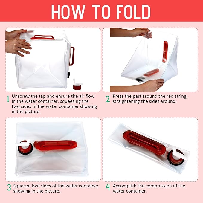 Reallnaive 3 Pack Collapsible Water Container with Spigot, Foldable Camping Water Container Portable Camping Storage Carrier Jug for Outdoors Hiking Emergency Kit Backpack (5.3 Gallon,Red,3 Pcs)
