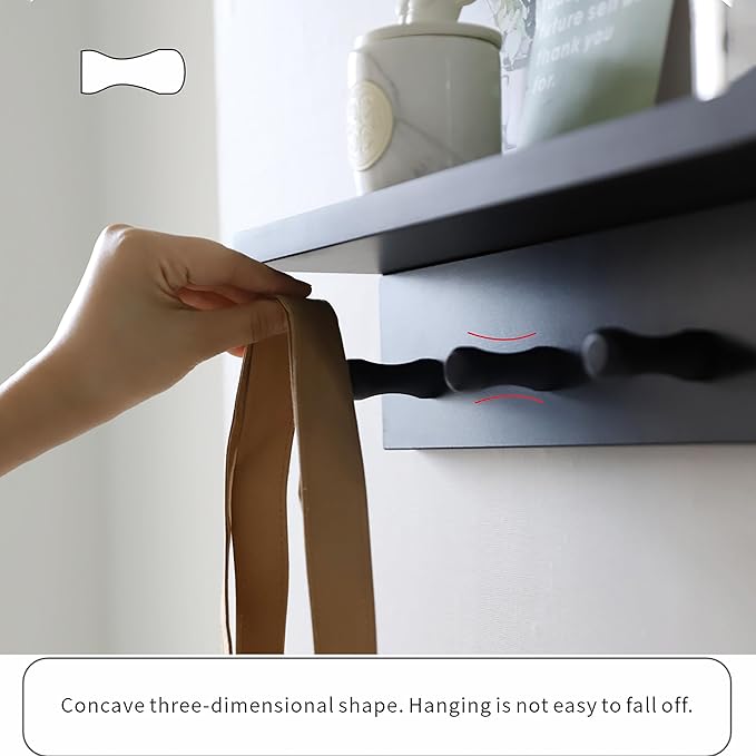 Entrance Coat Rack ，Coat Hooks, Wall-Mounted Wooden Hook Rack, Wall-Mounted Shelves are Very Suitable (Black Color Finish—A-1)