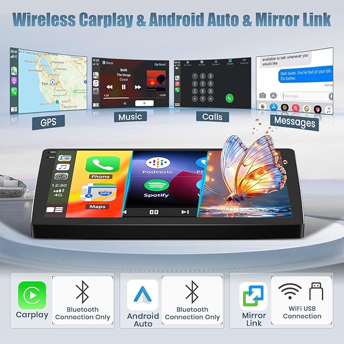 4+128G Radio for Jeep Compass Patriot 2010-2016, 10.1" Touch Screen Radio Kit with Wireless CarPlay/Android Auto, 5GHz WiFi, Bluetooth 5.0, EQ, GPS Navigation, 1280 * 720, Backup Camera