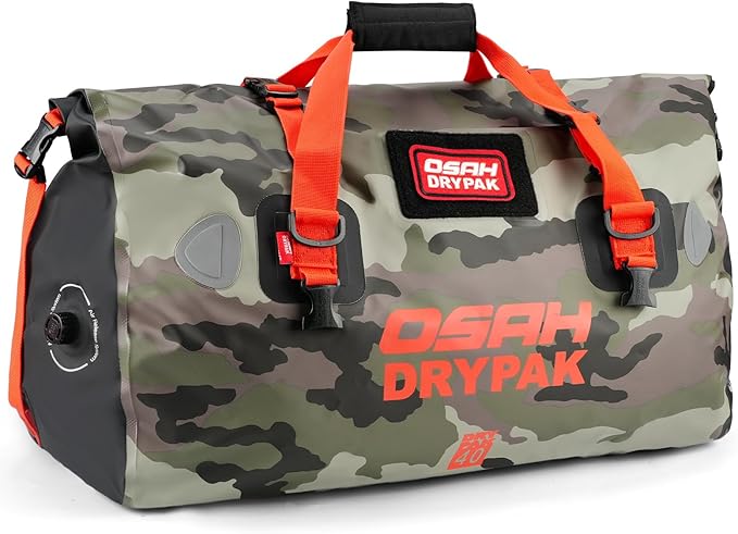OSAH DRYPAK Waterproof Duffel Bag - Motorcycle Dry Bag Tail Bag with Large Storage Space, Waterproof Luggage Duffle Bags with Outer Mesh Zipper Pocket for Camping, Kayaking, Fishing & Traveling