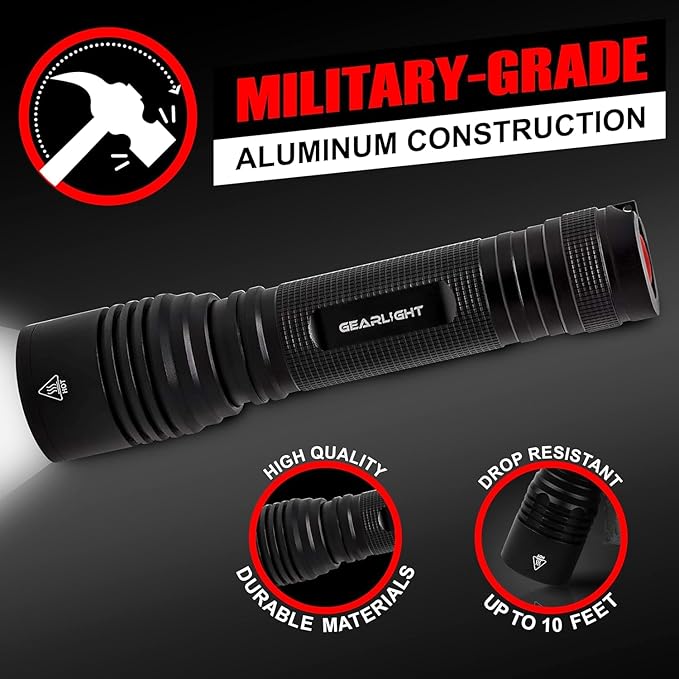 LED Flashlight High Lumens, Tactical Flashlight Battery Powered (Batteries Not Included), Bright Handheld Flashlight for Camping, Hunting, Home, Security, Hiking, Walking at Night & Emergency Use
