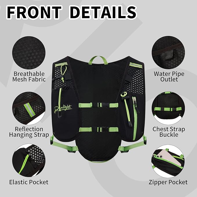 Runlight Running Vest for Women Men Lightweight Hydration Backpack Pack with 1.5L Water Bladder Bag Hydro Daypack for Hiking,Trail,Skiing,Camping,Cycling,Race,Marathon